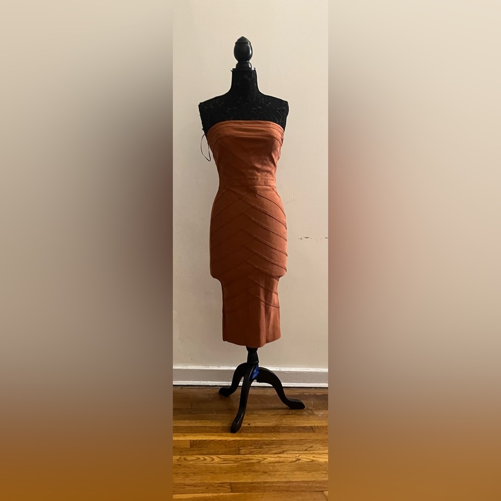 COPY - Strapless bodycon dress in burnt orange